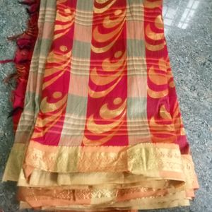 Red Colour Cotton Saree