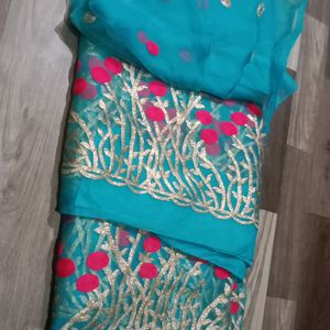 Awsum Ocean Blue Net Saree