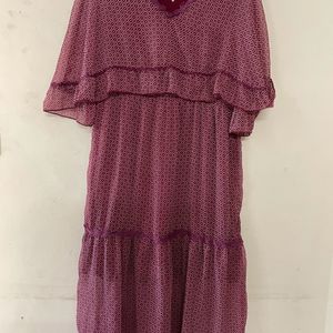 Maroon Kaftan Midi Dress