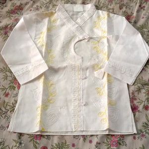 White Embroidered Dhoti Kurta For Kids