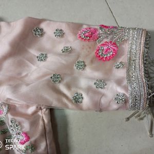 pink fully embroidery work lehenga