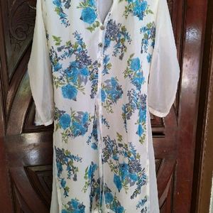 Floral White Kurta