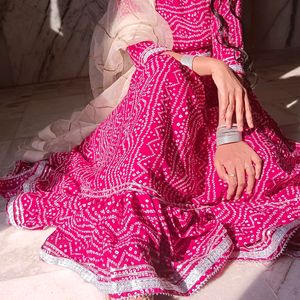 Gown In Bandhani Print