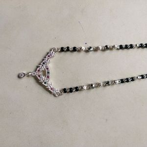 Mangalsutra Pure Silver Pink& Green CZ Single Line