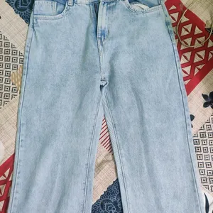 Light Blue Wide Leg Denim Jeans