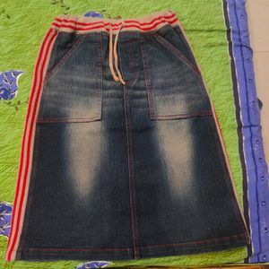 Denim Mid Length Skirt