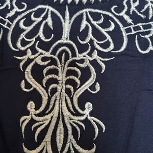 Navy Blue Embroidered Top