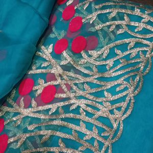 Awsum Ocean Blue Net Saree