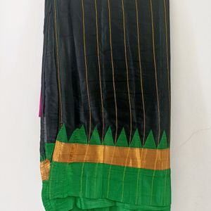 Black Saree With Double Color Border