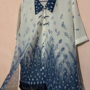 Shirt Peacock Feather Print