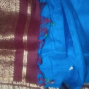 Blue Maroon Kanjivaram Silk Saree