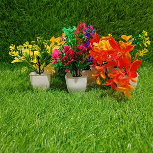 8 colourful artificial plants combo