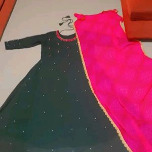 Fancy Georgette Kurti With Dupatta For Women