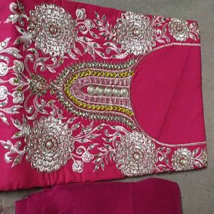 Beautiful Pink Party Wear Unstitched Suit