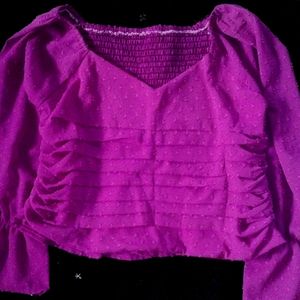 Dark Pink Off Shoulder Korean Crop Top