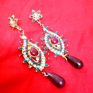 Karwachauth Premium Maroon Green Necklace Set❤️💚