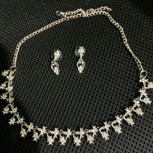 Stone Studded Necklace Set With Earrings