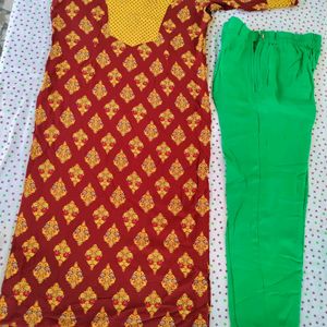 XL Brown Kurta Set With Plazo