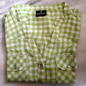 Oxolloxo Lime Green & White Check Corp Top