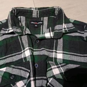 GREEN CHECKED RELAX FIT COTTON SHIRT