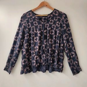 Greyish-Blue Printed A-line Top