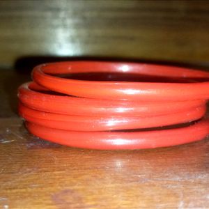 Red Glass Bangles (Set Of 10 Pieces)