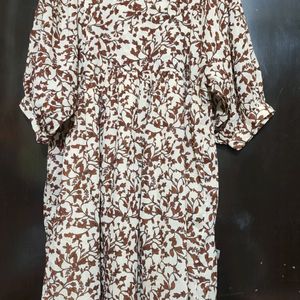 Brown🟤Floral Print Dress For Girl & Woman Bust 44