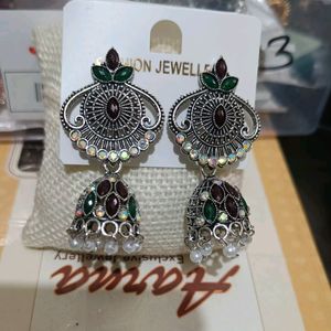 Beautiful ❤️ Silver Oxidize Jhumka Earring