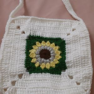 Crochet Sunflower Square Shape Bag