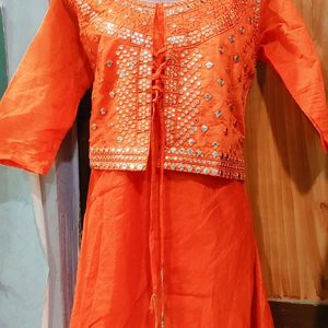 Mirror Work Orange Kurta🌸💕