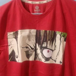 Anime Printed Red Tshirt