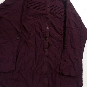 Maroon Pleated Shirt