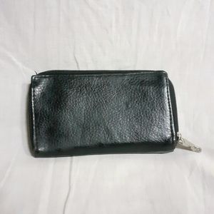 Black Leather Purse Women's Wallet Girls Handbag