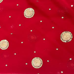 Heavy Work Red Saree