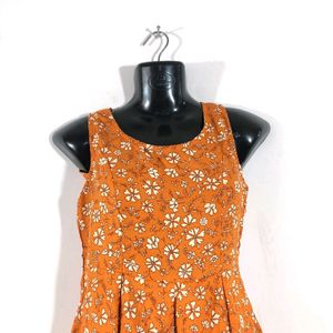 Orange Printed Dress ( Women's)