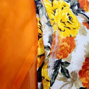 Orange Floral Palazzo Co-Ord Set For Women