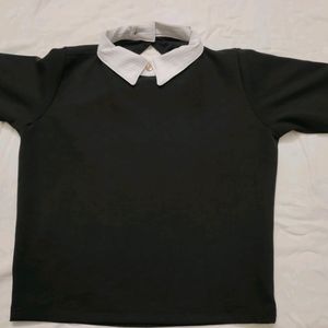 Genz Collar Top Three-fourth Sleeve