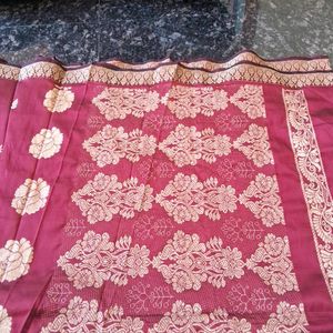 New Poly Silk Saree, Red-brown Mixed Colour