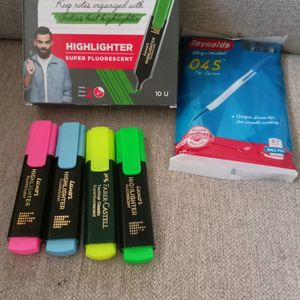 Set Of 14 Highlighters  And 10 Reynolds Pen