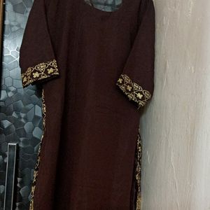 Brown Colour Embroidery Stone Work Dress