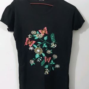 Black Tshirt Beautiful Print