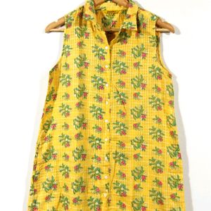 Global Desi Yellow Floral Printed Kurti