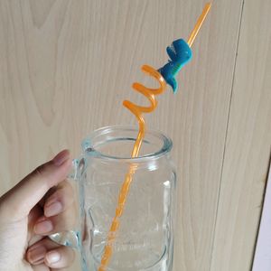 GLASS MUG WITH SPIRAL STRAW ❤️