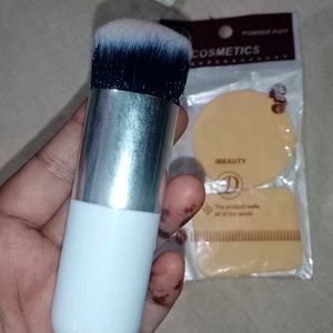 Foundation Brushand Compact Puff