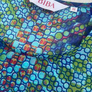 BIBA Blue Printed Kurta