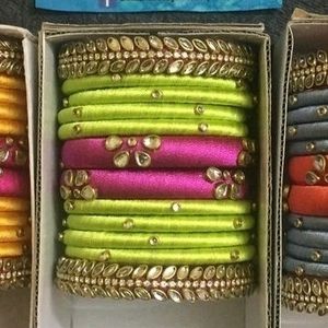 Handmade Silk Thread Bangles Set