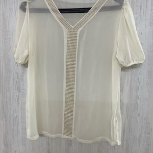 Off white Rhinestone Sheet Top