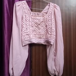 Baby Pink Crop Top For Casual and Party Wear