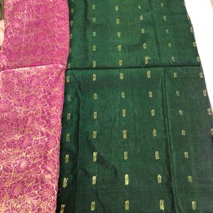 Dark Green Embroidered Saree