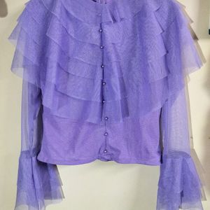 Lavender Ruffle Korean Top